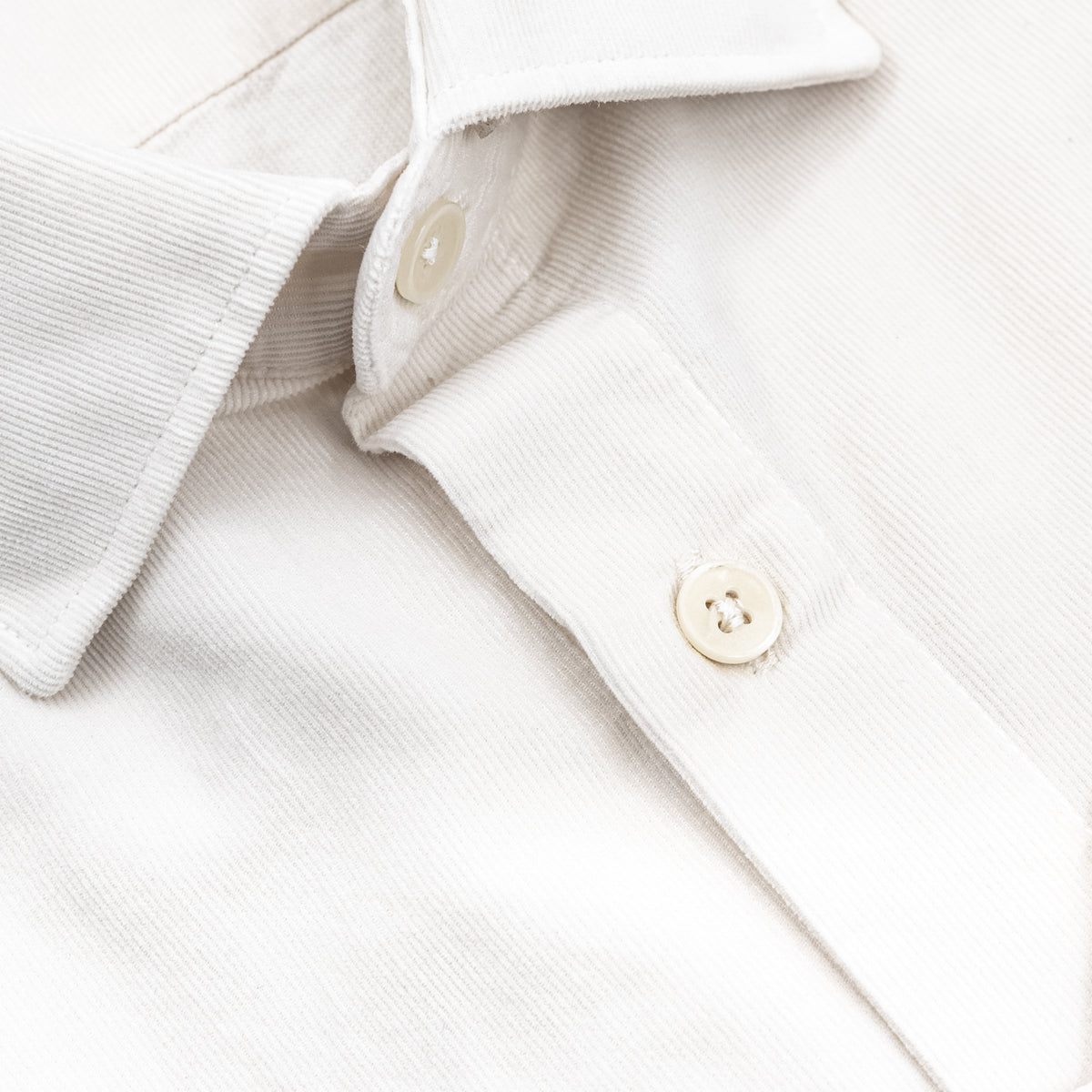 Camicia in Velluto a Costine Bianco Panna