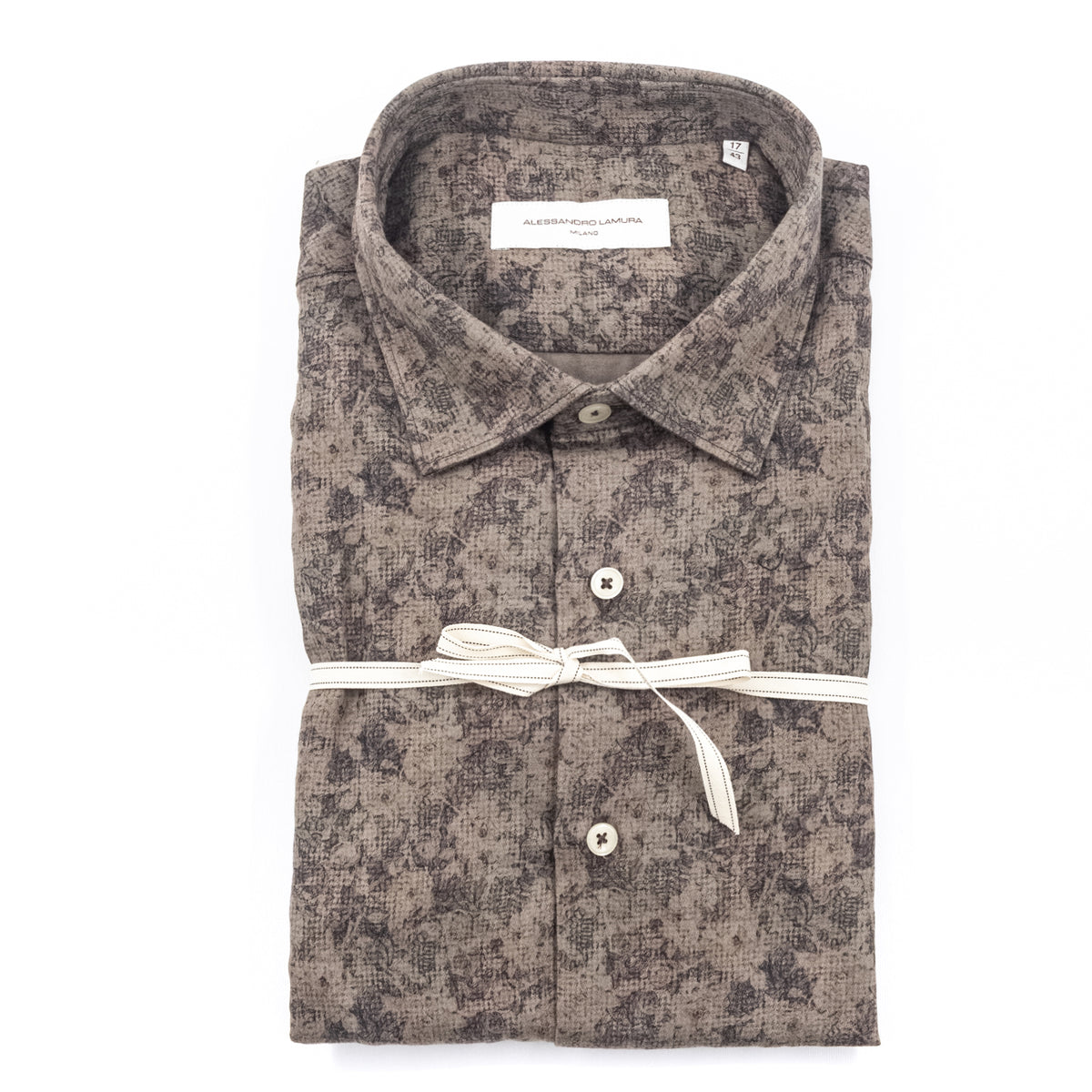Camicia Fantasia Floreale Tortora