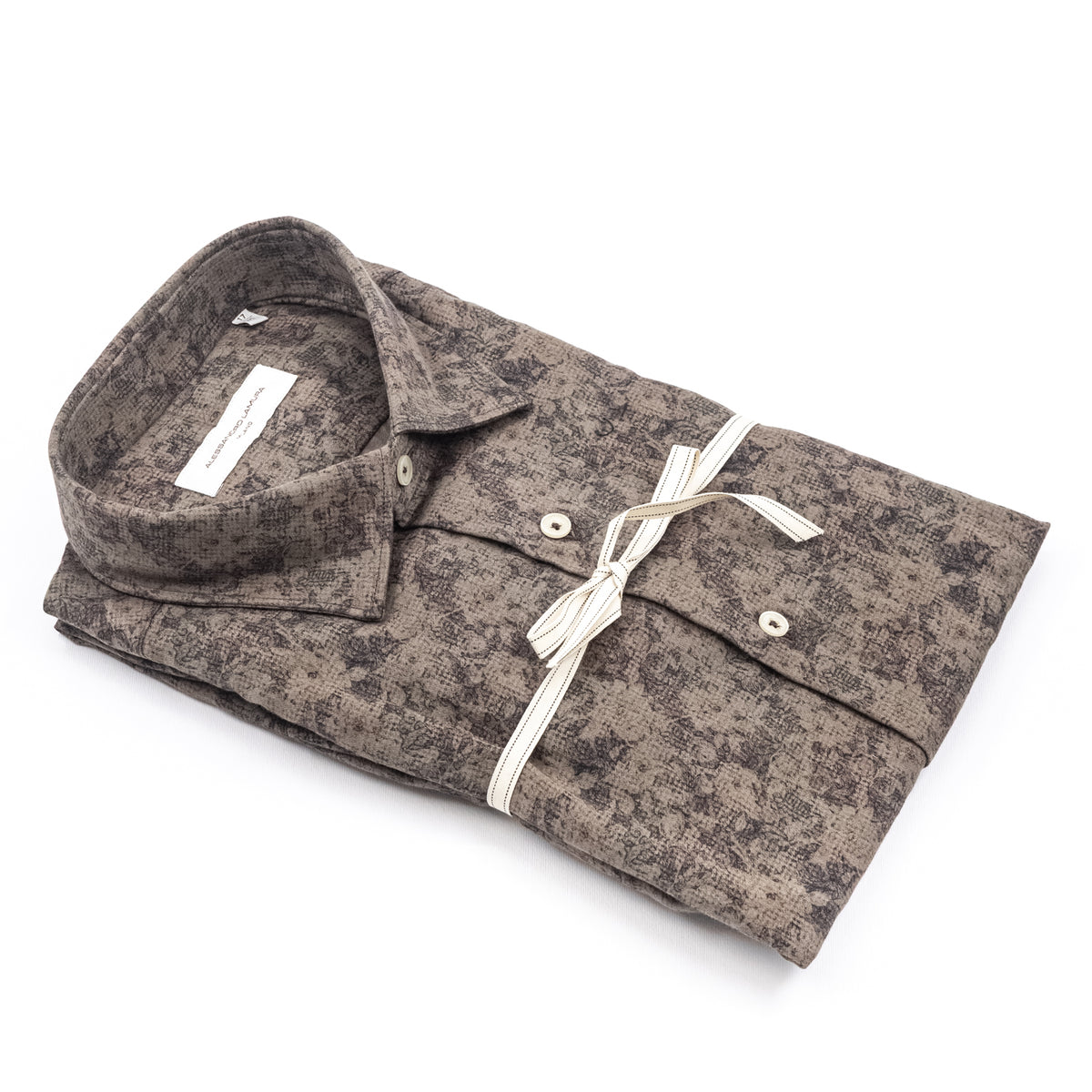 Camicia Fantasia Floreale Tortora