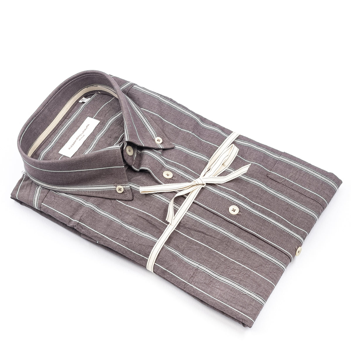 Camicia a Righe Grigio Tortora Button Down