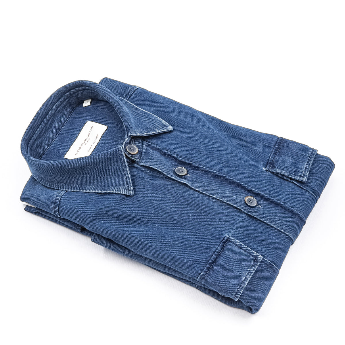 Camicia Giacca Blu in Tessuto Spinato