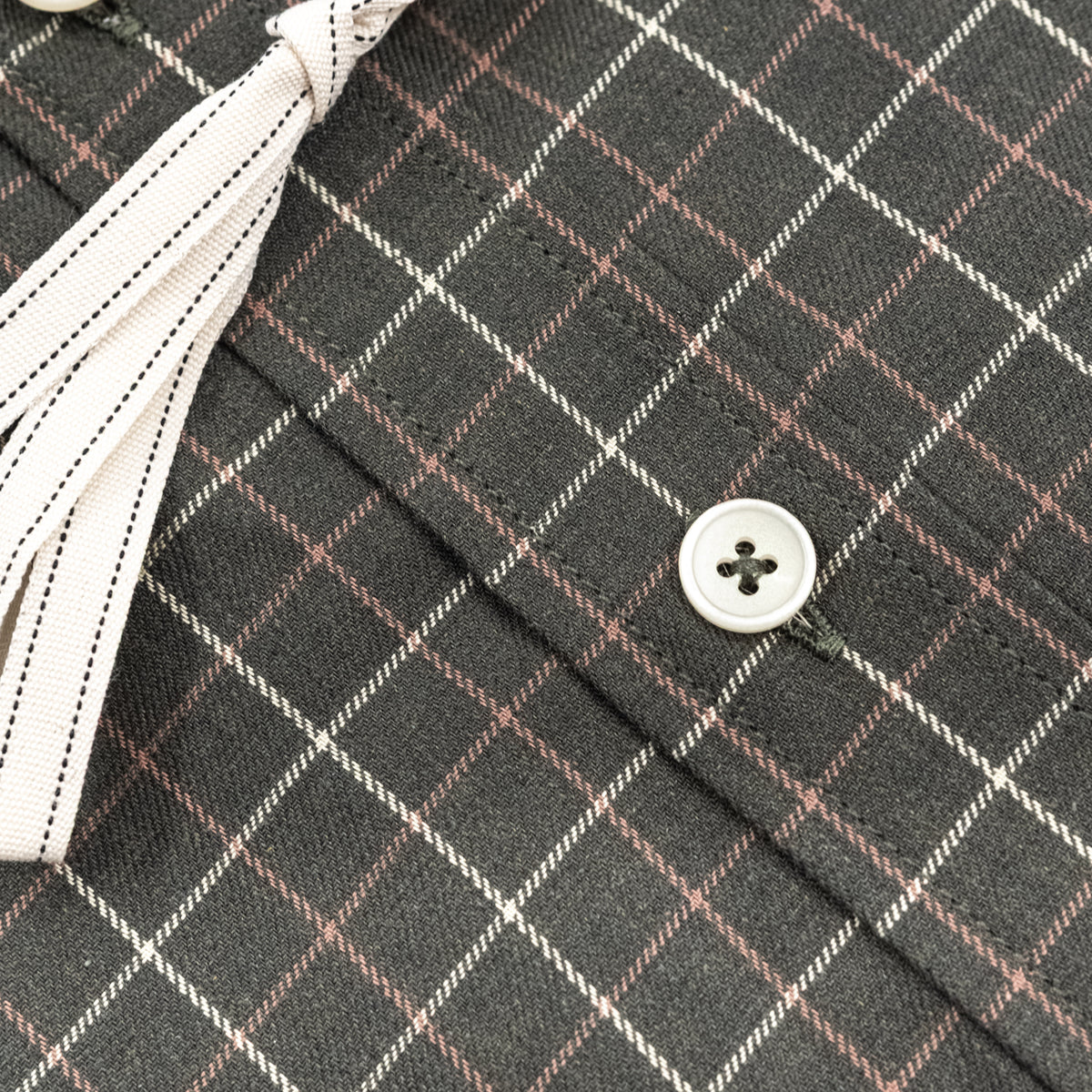 Camicia Grigio Antracite a Quadri con Collo Button-Down