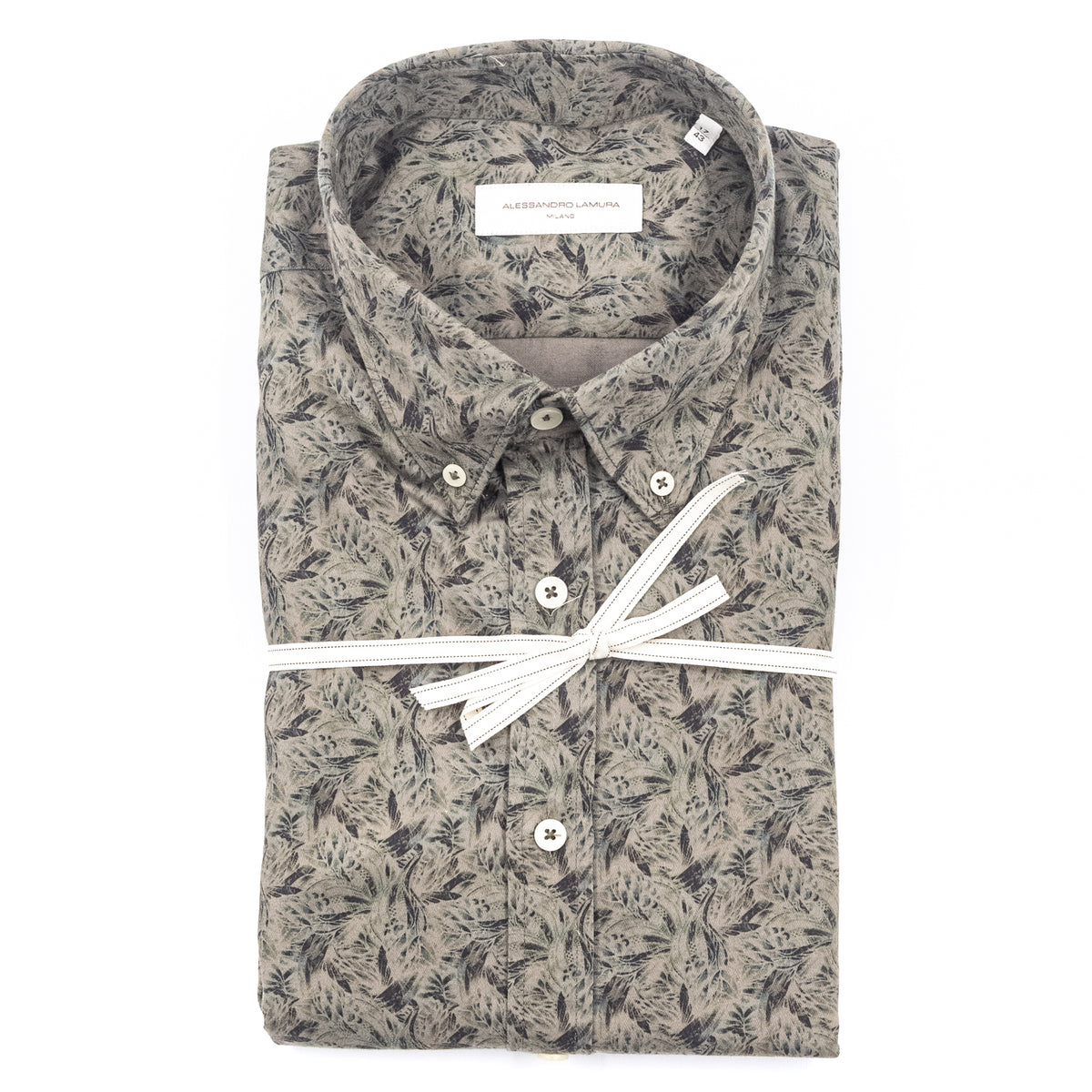 Camicia Grigia con Stampa Botanica