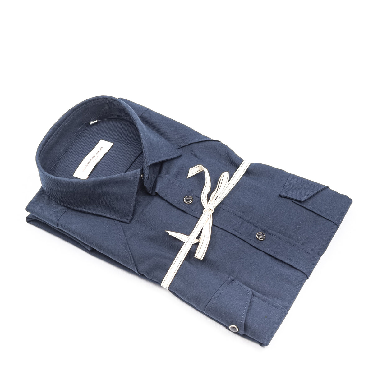 Camicia Blu Navy con Tasche Applicate