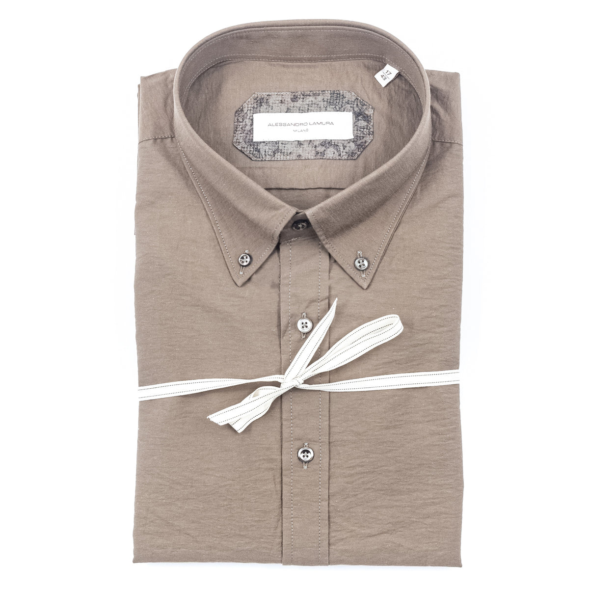 Camicia Tortora con Colletto Button-Down