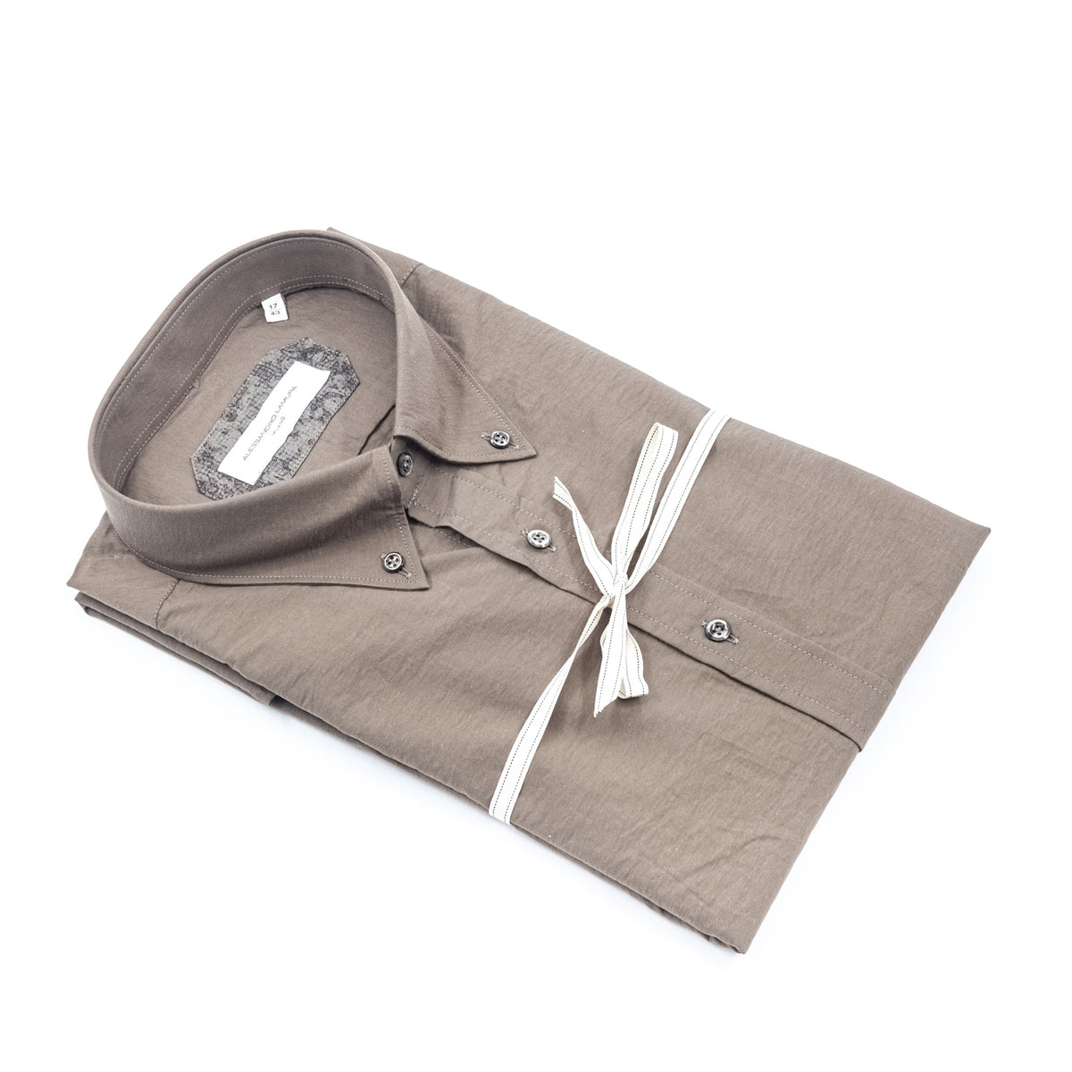 Camicia Tortora con Colletto Button-Down