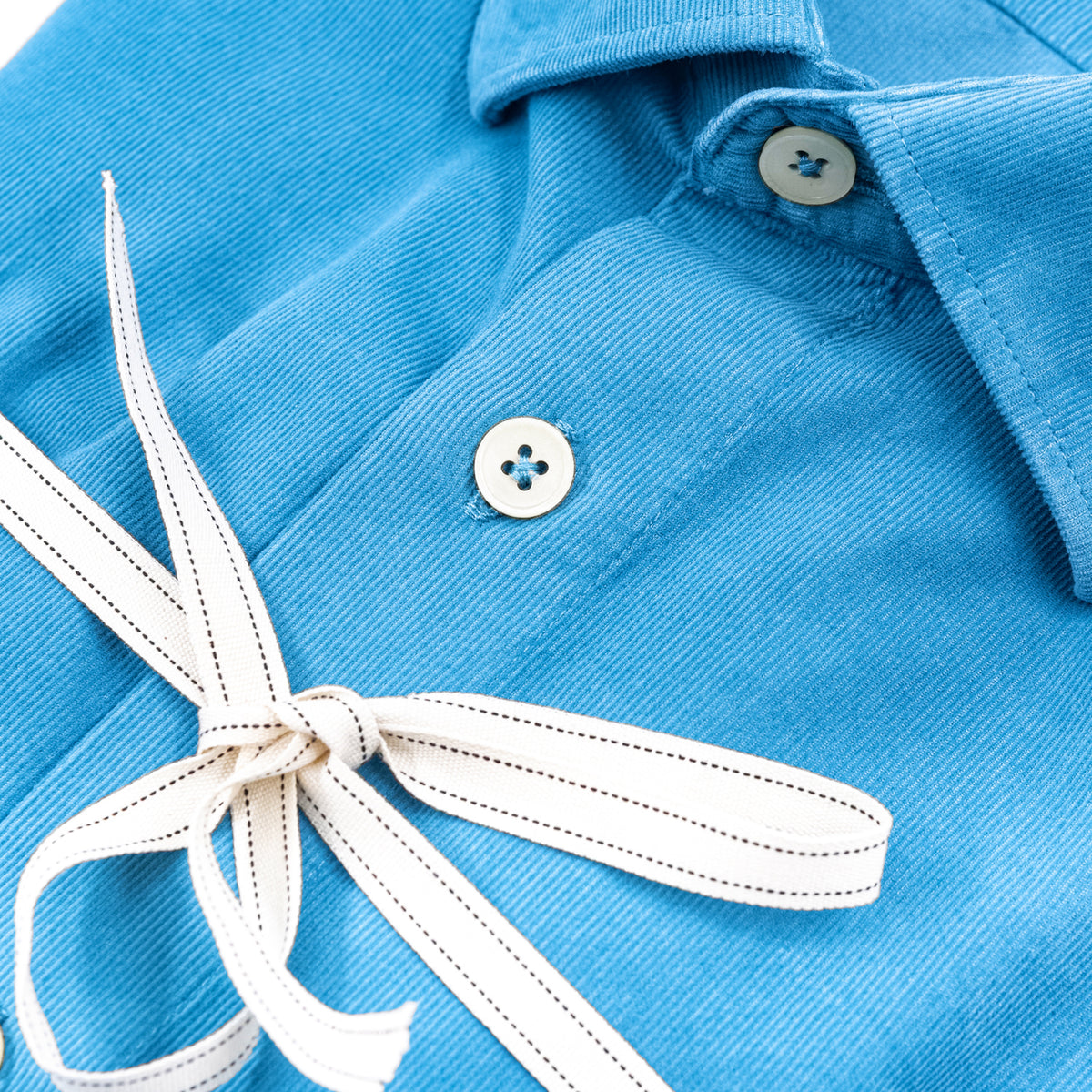 Camicia in Velluto a Costine Azzurro Cielo