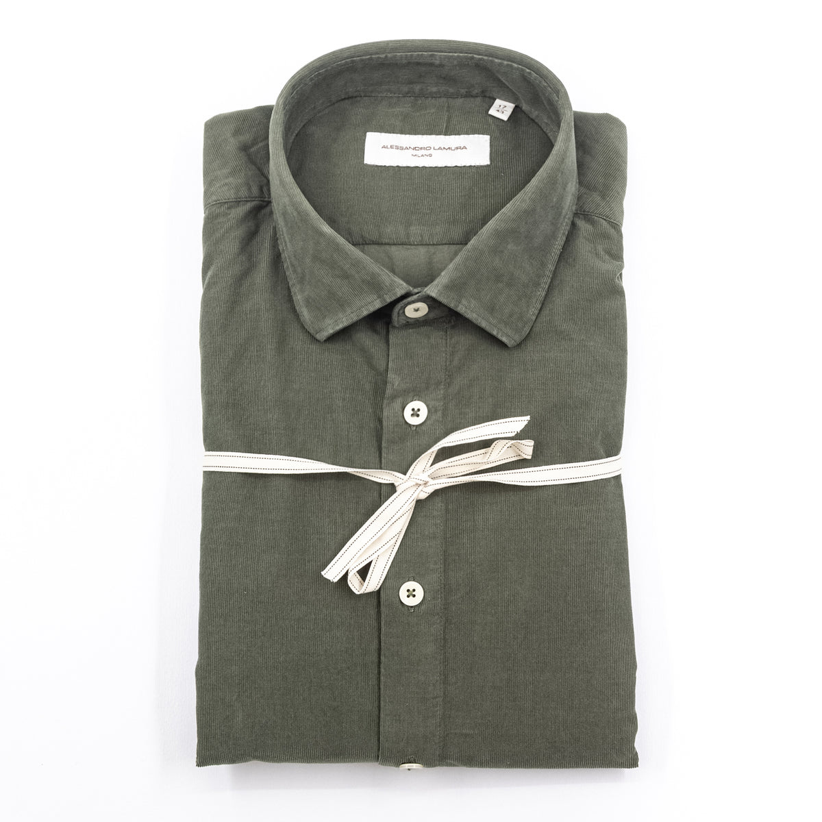 Camicia in Velluto a Costine Verde Salvia
