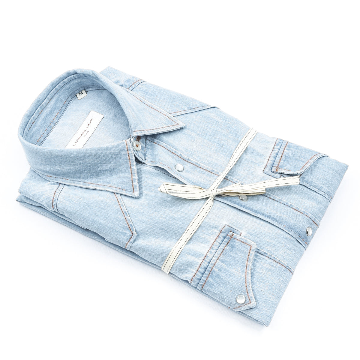 Camicia Western in Denim Azzurro Chiaro