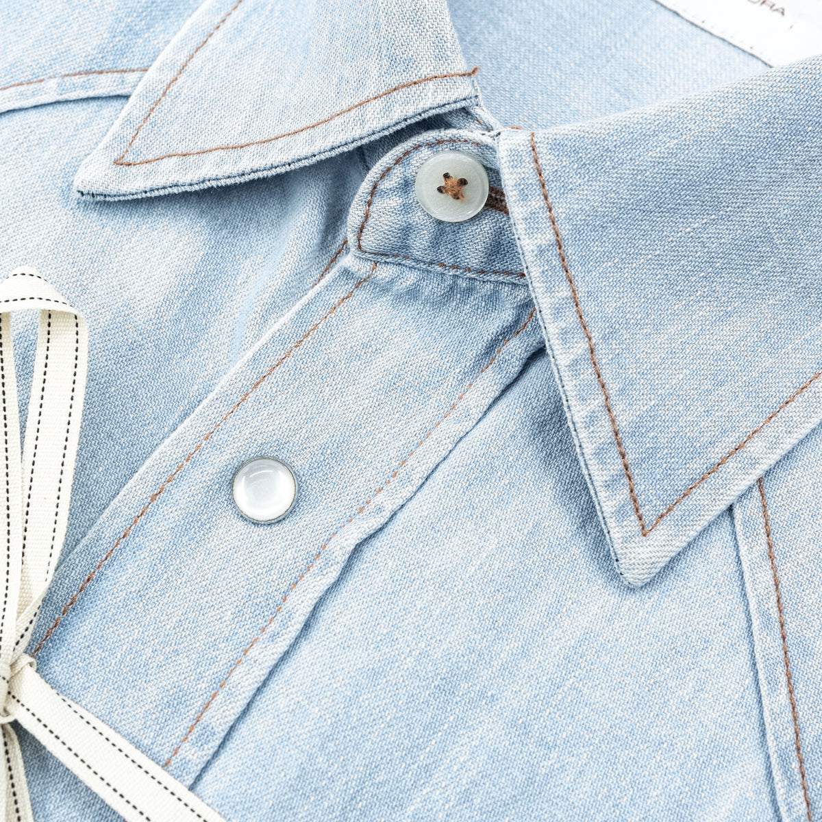 Camicia Western in Denim Azzurro Chiaro