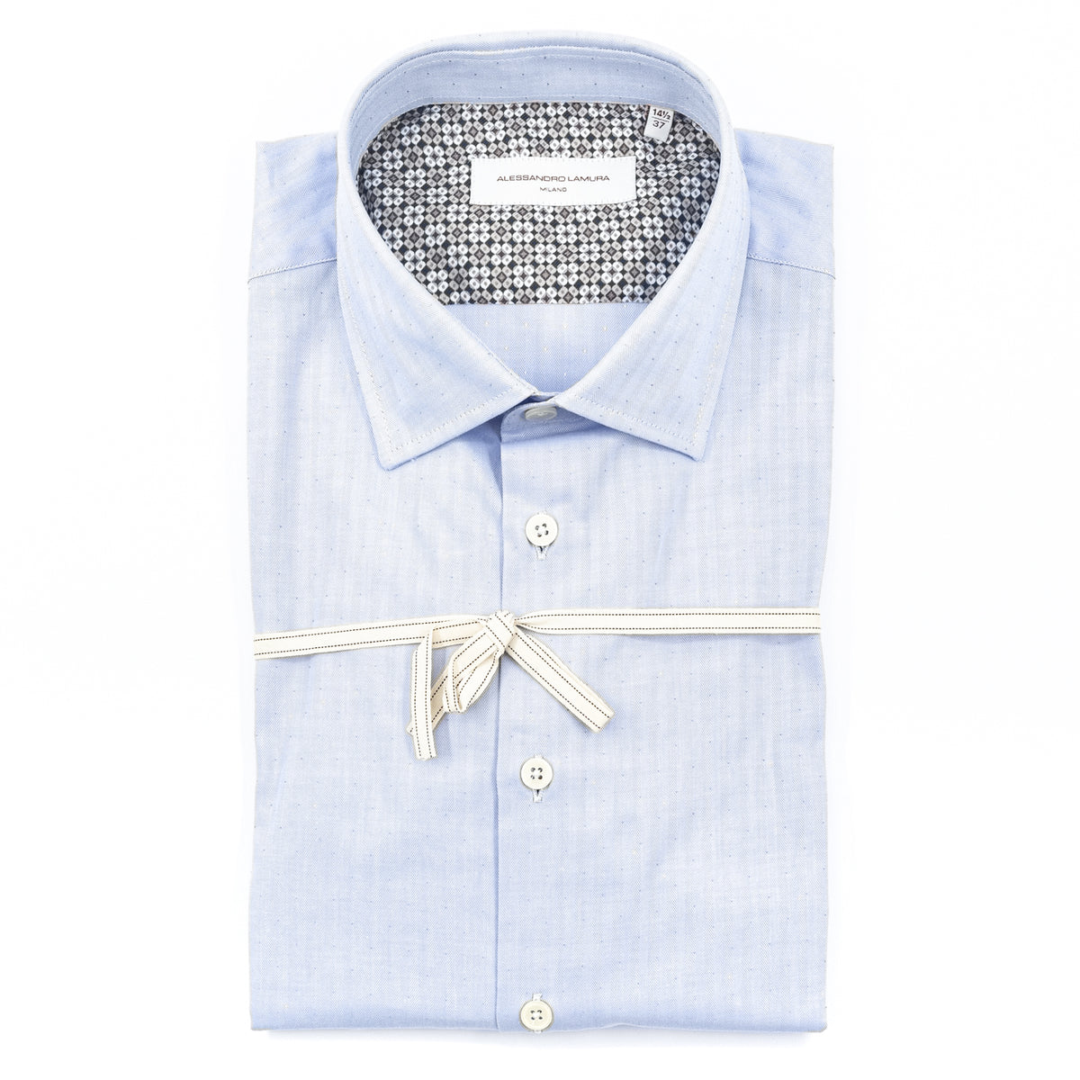 Camicia Azzurro Chiaro con Microfantasia a Pois