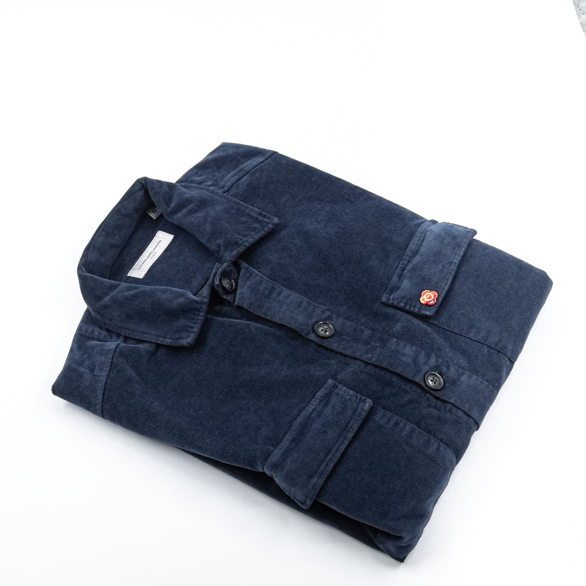 Giacca Camicia Blu Navy Effetto Washed