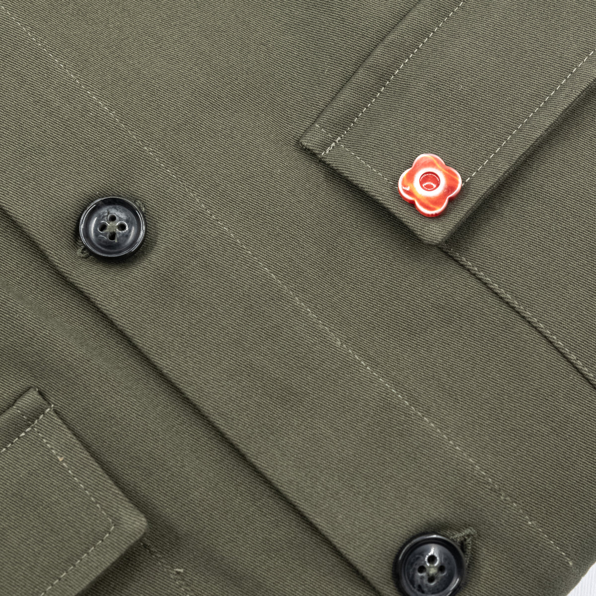 Giacca Camicia Verde Oliva con Tasche Applicate