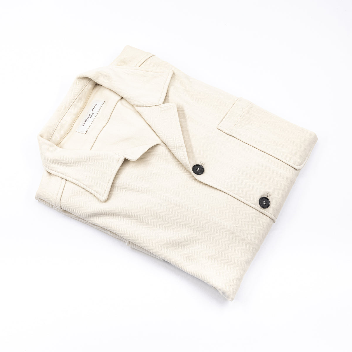 Giacca Camicia Bianco Panna con Trama Spigata