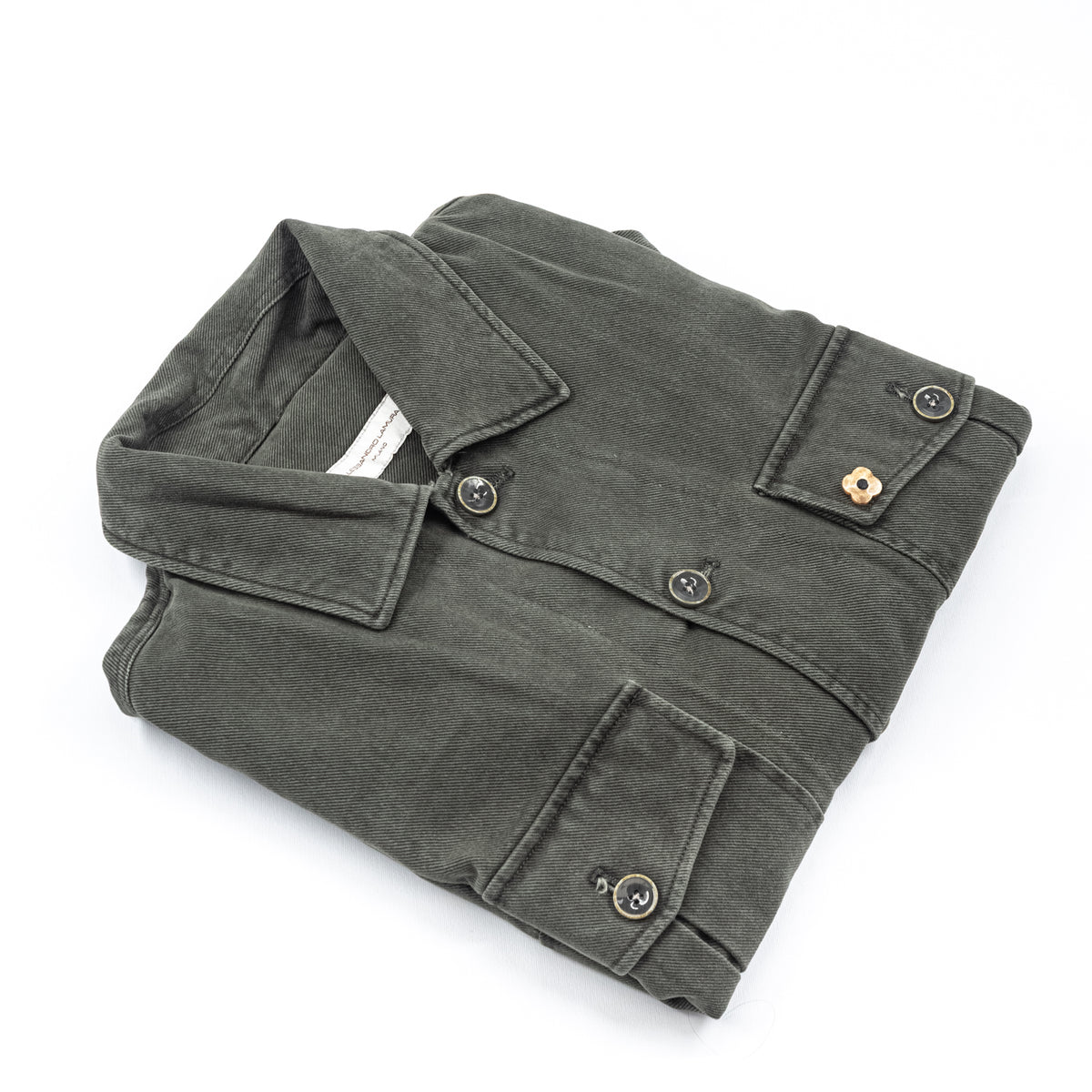 Giacca Camicia in Twill Verde Militare