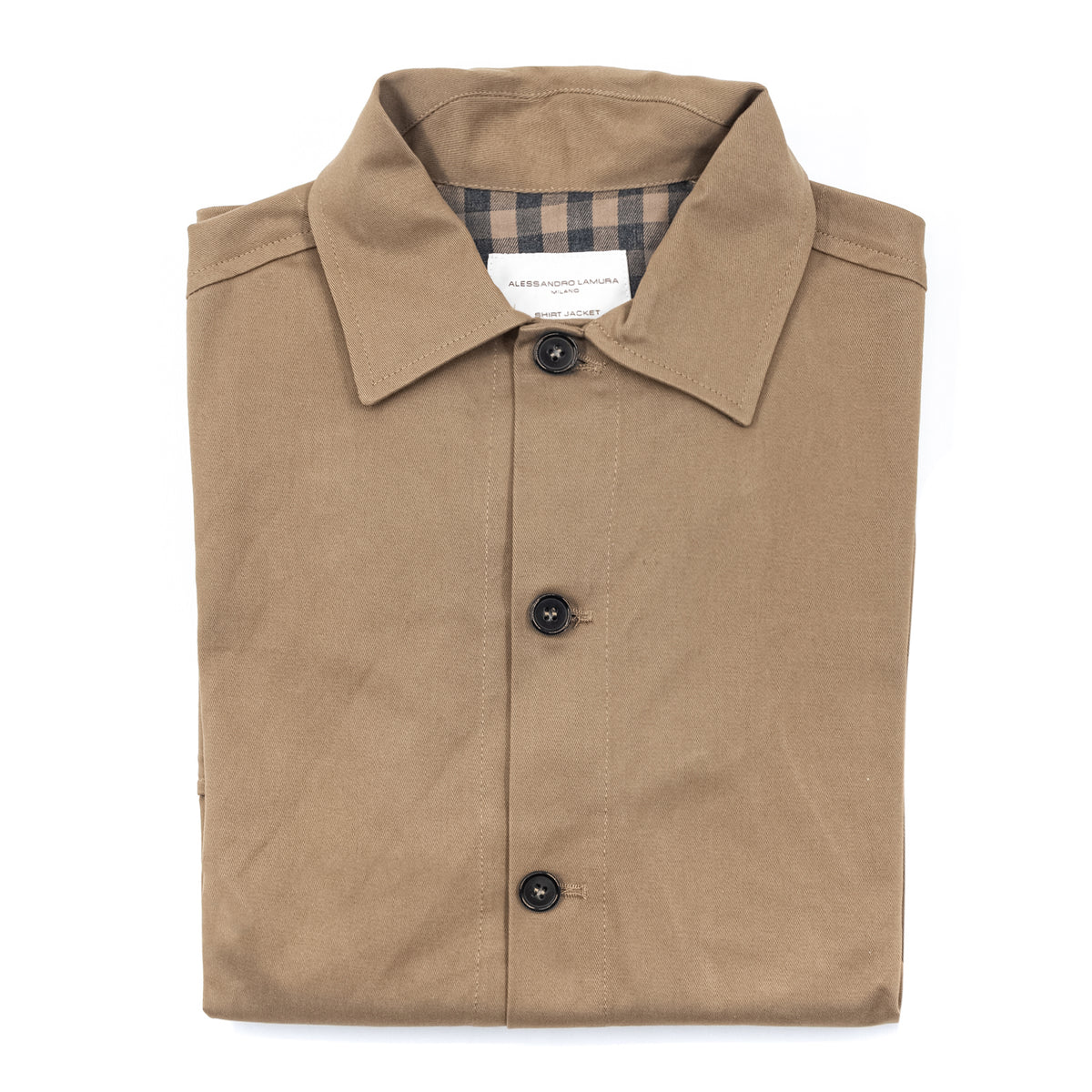 Giacca Camicia Cammello con Interno a Quadri