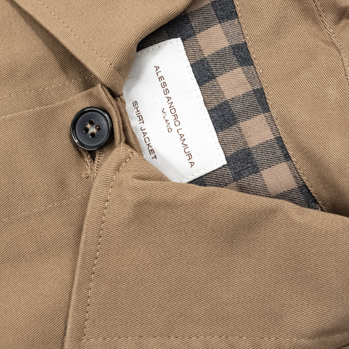Giacca Camicia Cammello con Interno a Quadri