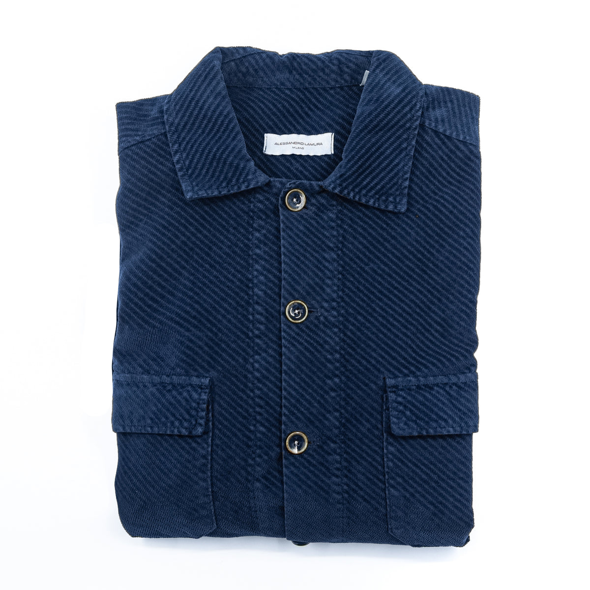 Giacca Camicia in Velluto a Coste Blu Navy