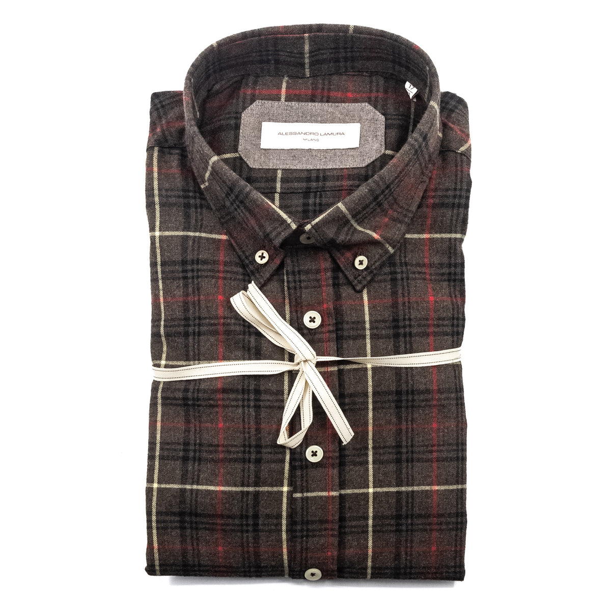 Camicia Marrone Tartan Rosso e Beige