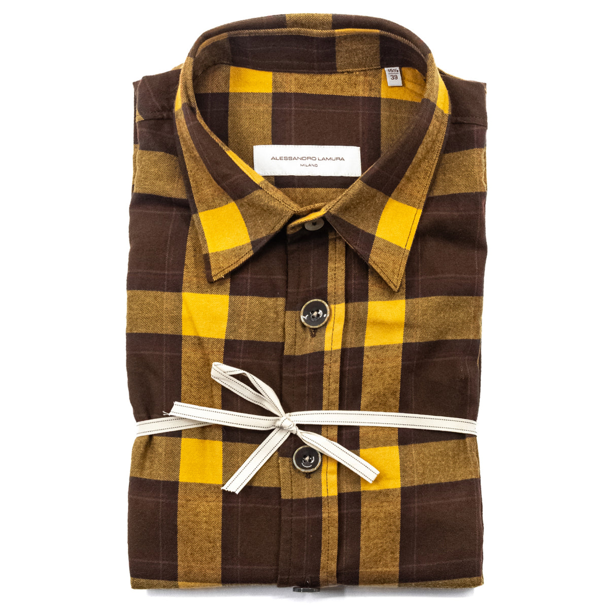 Camicia a Quadri Marrone e Giallo