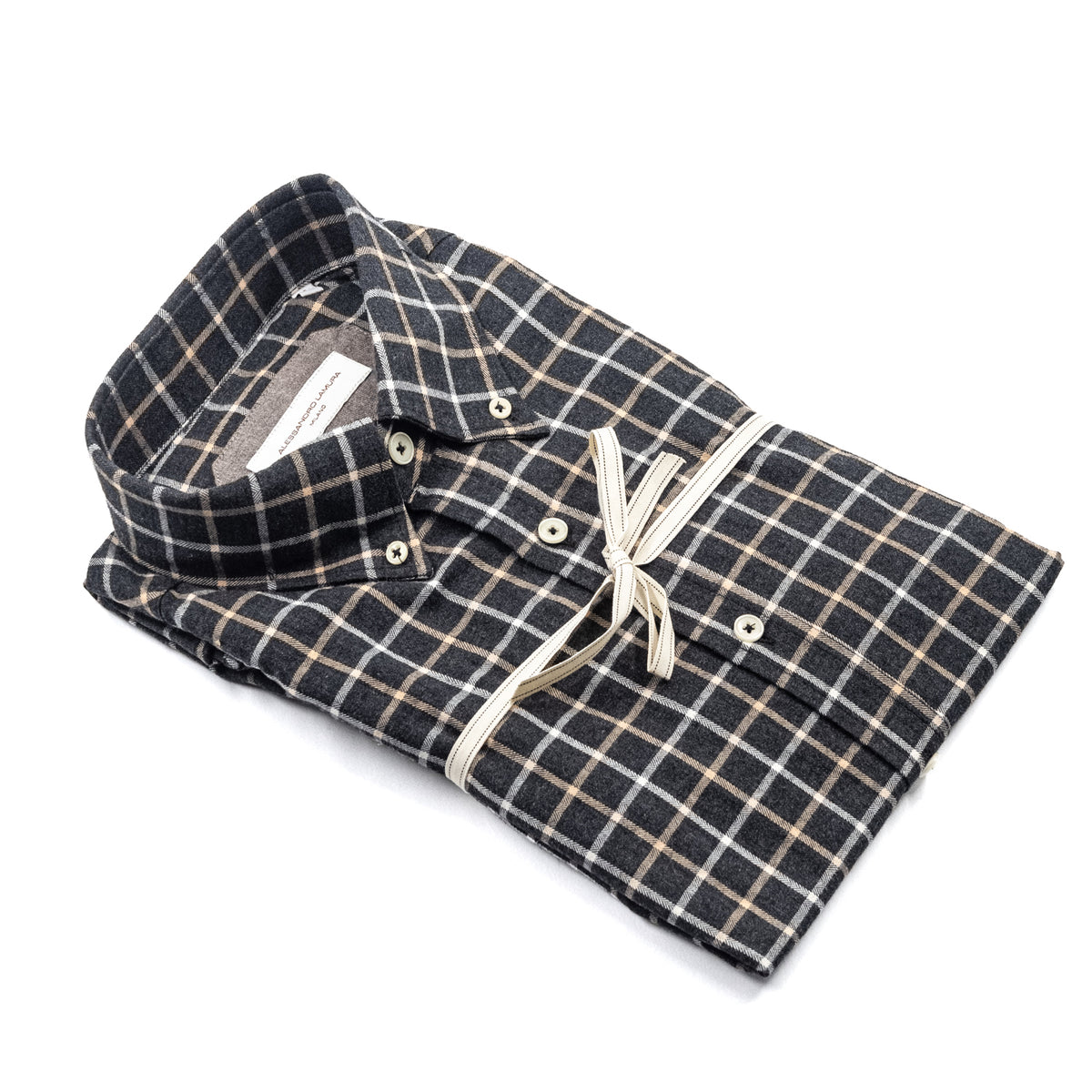 Camicia Antracite a Quadri Beige