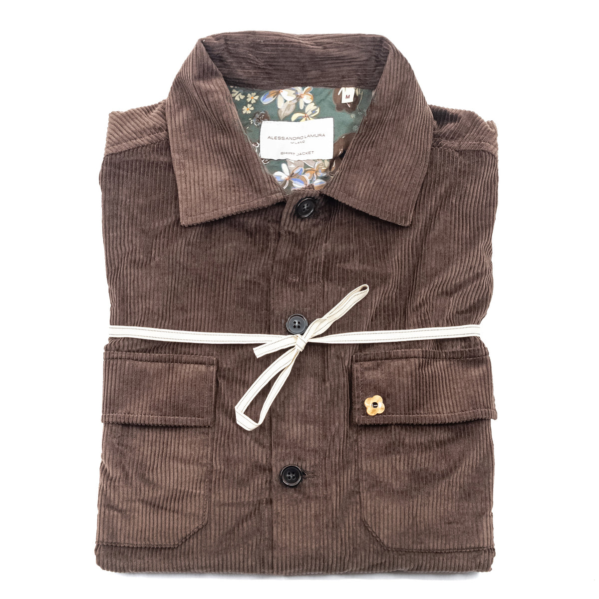 Giacca in Velluto a Coste Marrone con Tasche