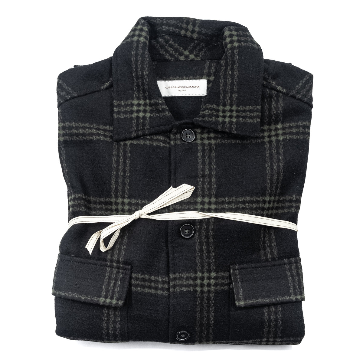 Giacca Check Nera e Verde con Tasche