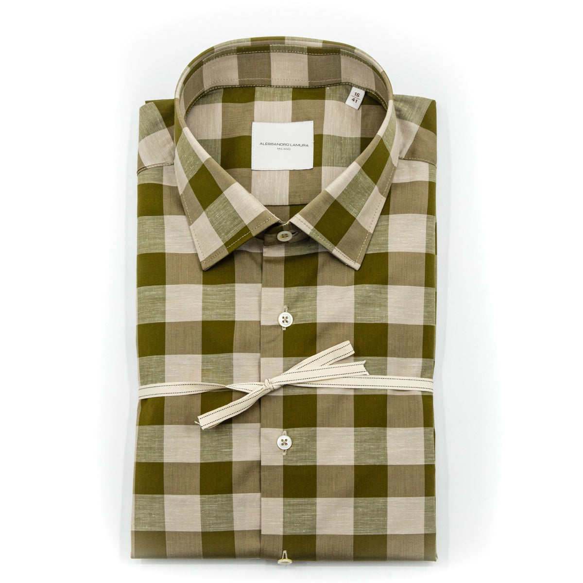Camicia a Quadri Verde Oliva e Beige