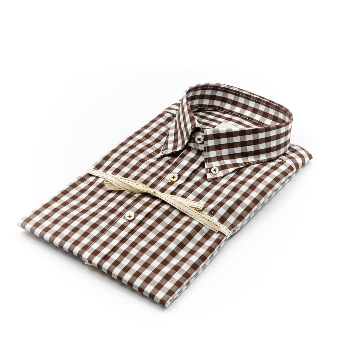 Camicia a Quadri Marroni e Bianchi