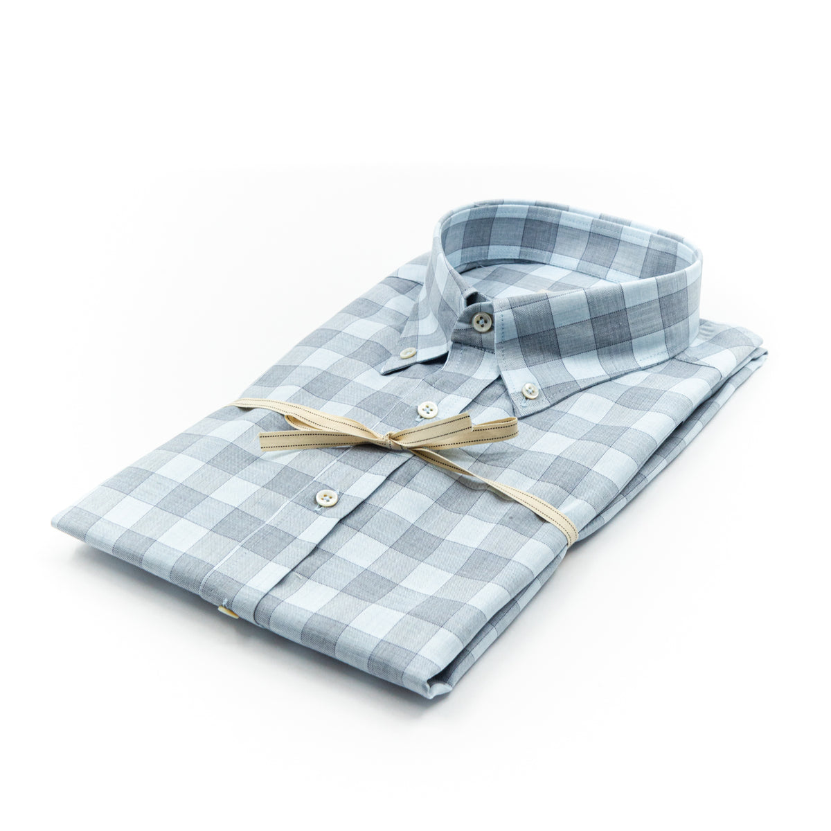 Camicia Azzurra a Quadri Blu e Grigi