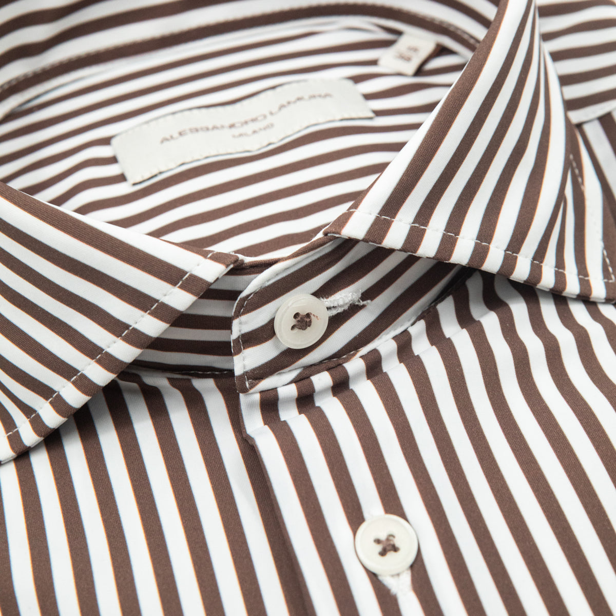 Camicia Active a Righe Marrone e Bianco