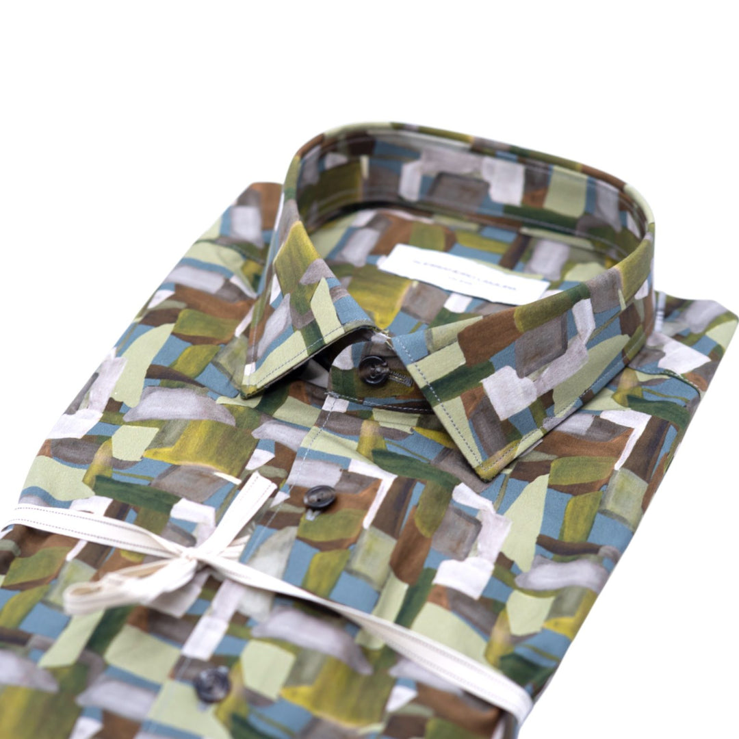 Camicia Multicolore con Motivo Astratto a Blocchi