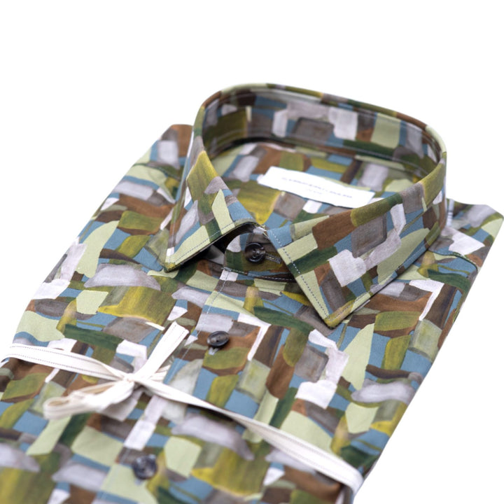 Camicia Multicolore con Motivo Astratto a Blocchi
