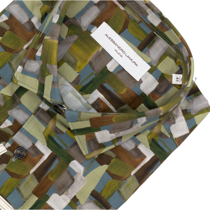 Camicia Multicolore con Motivo Astratto a Blocchi