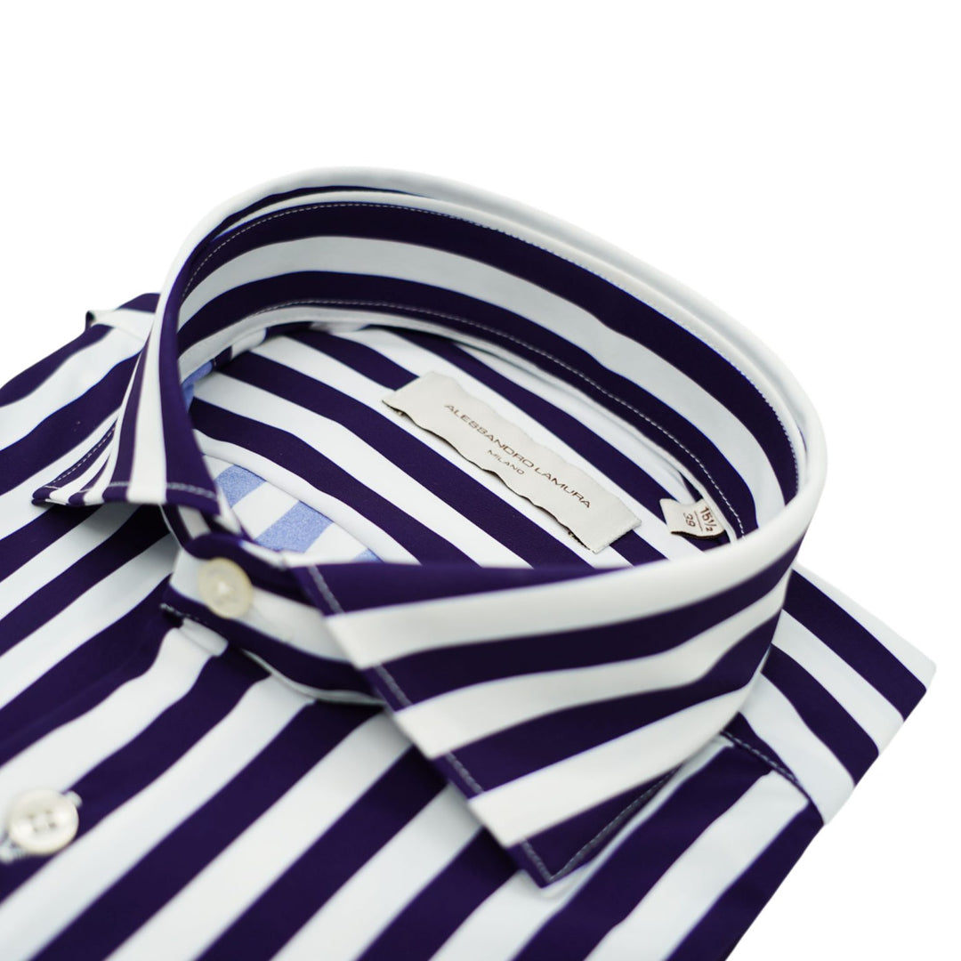 Navy Blue and White Striped Shirt
