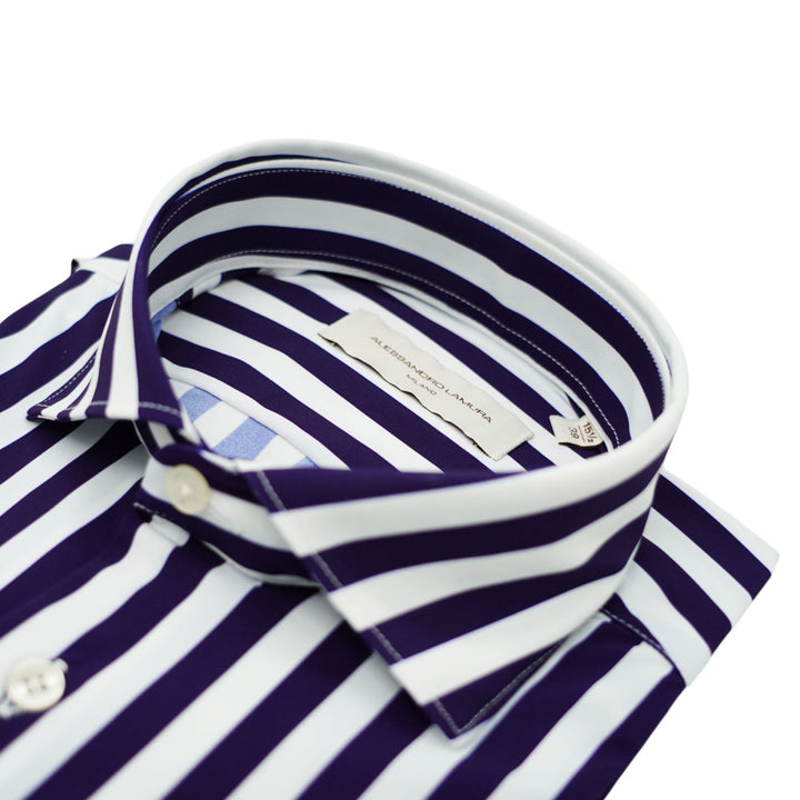 Navy Blue and White Striped Shirt