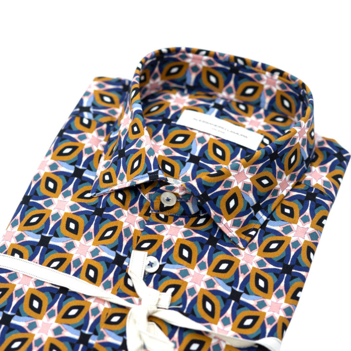 Camicia Multicolore con Motivo Geometrico