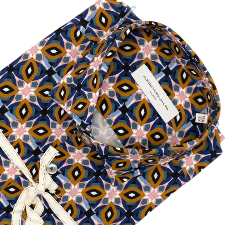 Camicia Multicolore con Motivo Geometrico