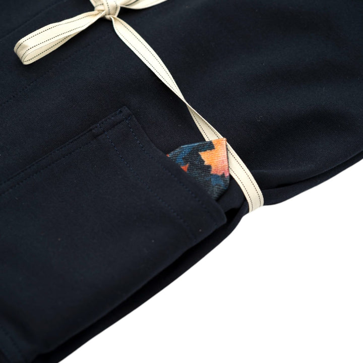 Camicia Overshirt Blu Scuro con Dettaglio Fantasia a Contrasto