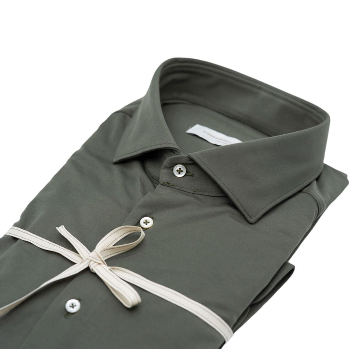 Camicia in Maglina Verde Oliva Tinta Unita