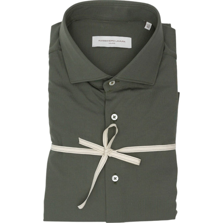 Camicia in Maglina Verde Oliva Tinta Unita