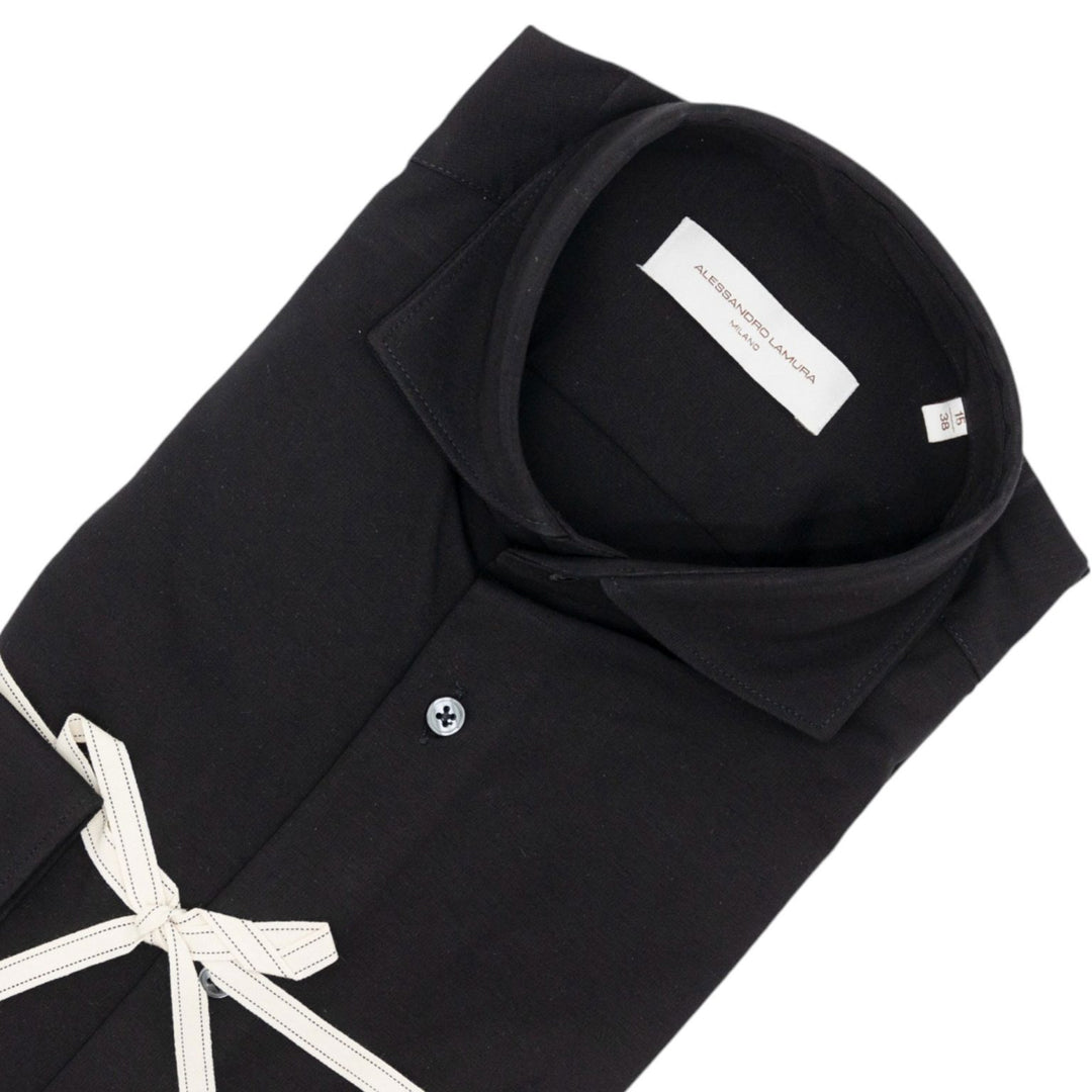 Camicia in Maglina Nero Tinta Unita
