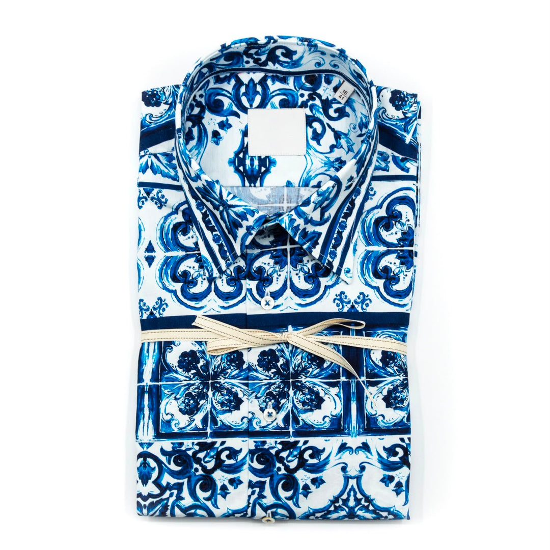 Camicia Fantasia Maiolica Blu