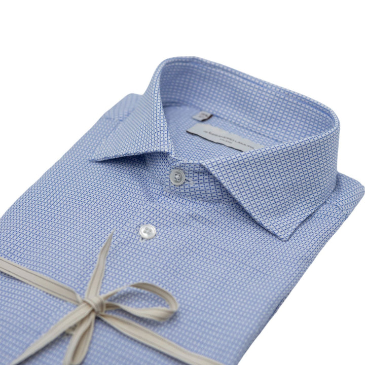 Camicia Microfantasia Bianco-Blu