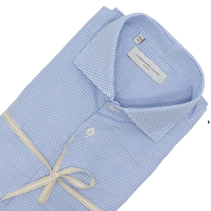 Camicia Microfantasia Bianco-Blu
