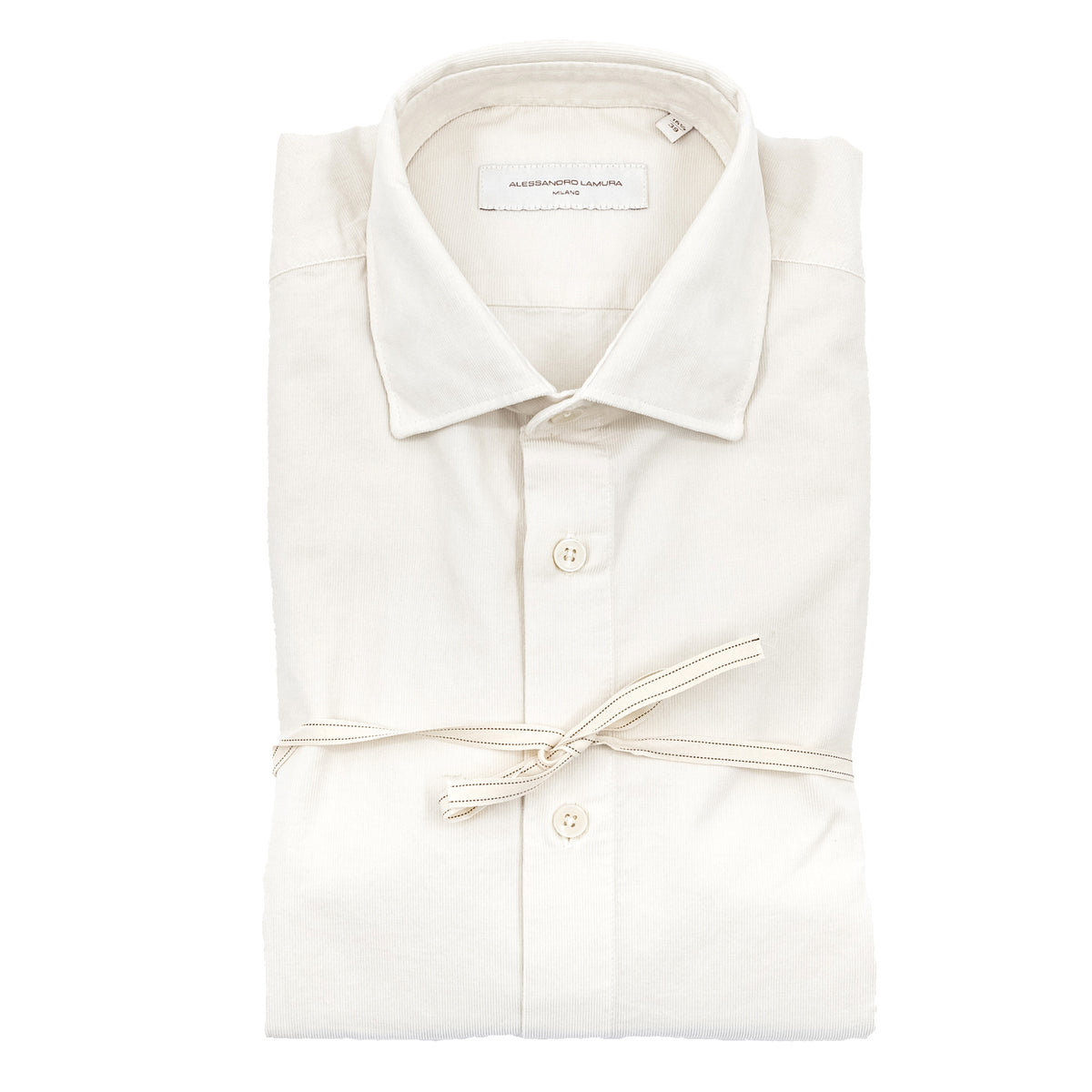 Camicia in Velluto a Costine Bianco Panna
