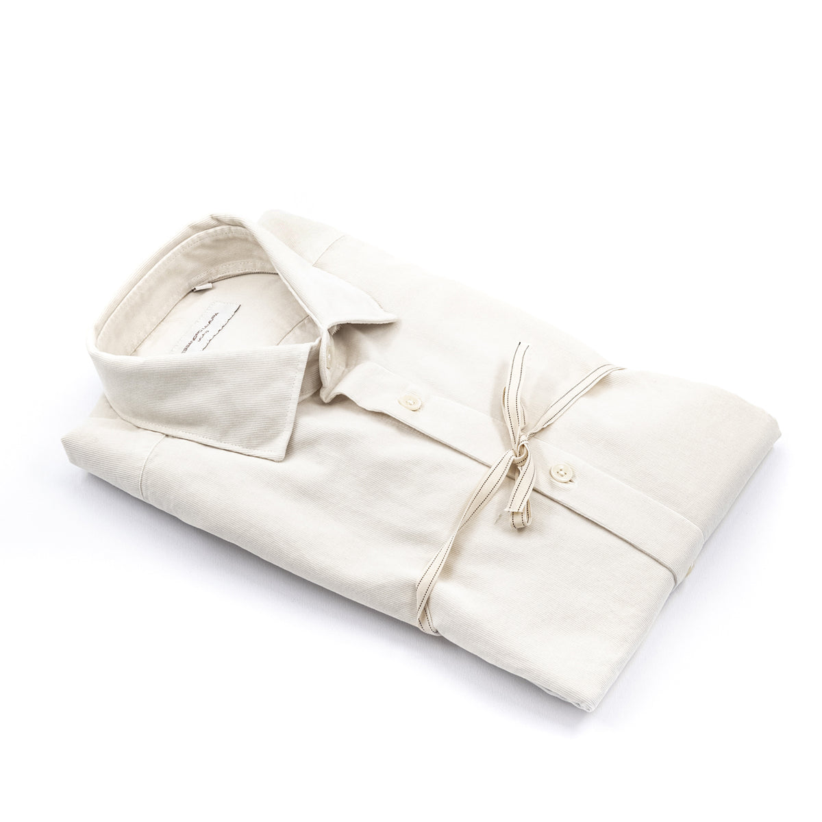 Camicia in Velluto a Costine Bianco Panna