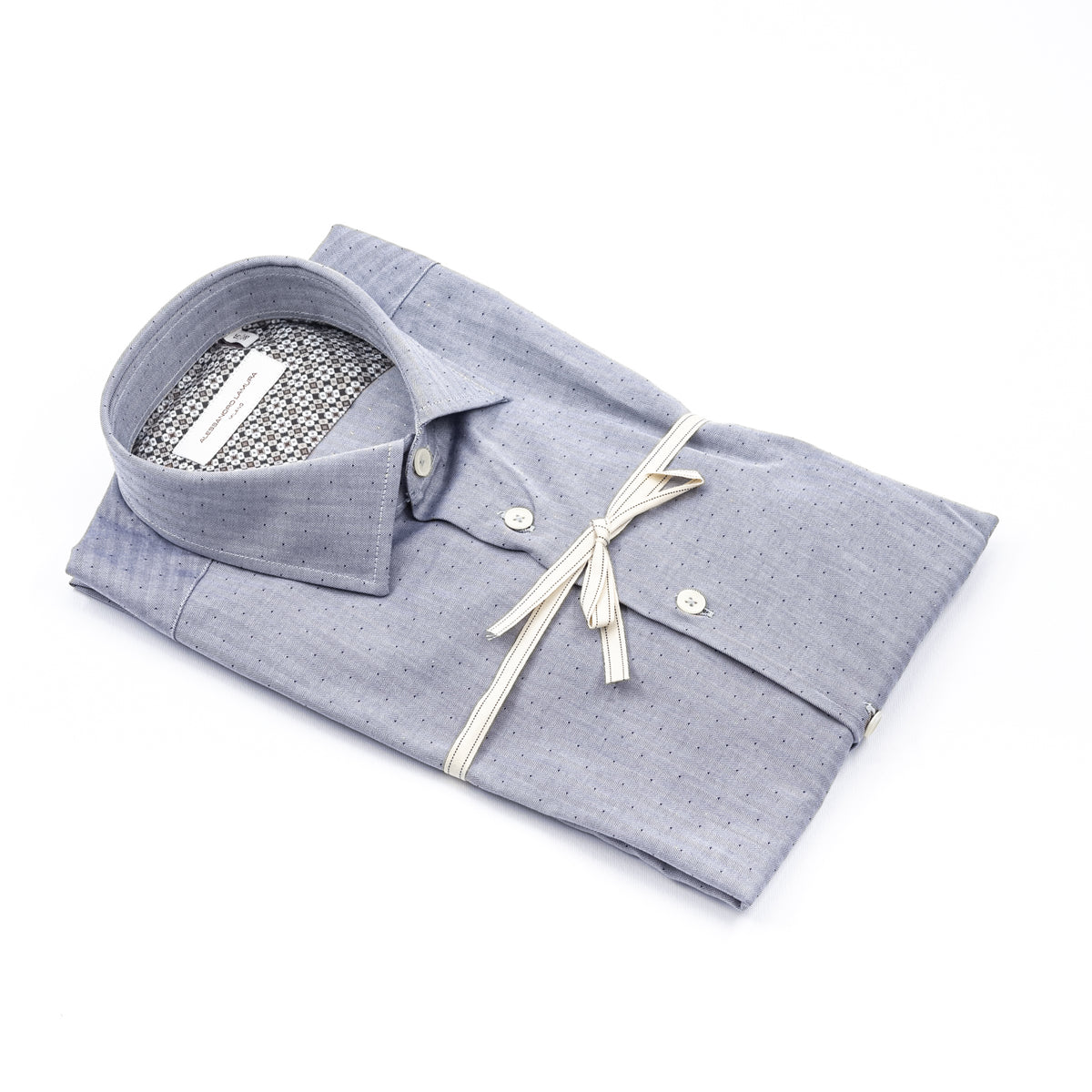 Camicia Azzurra Spinata con Microfantasia