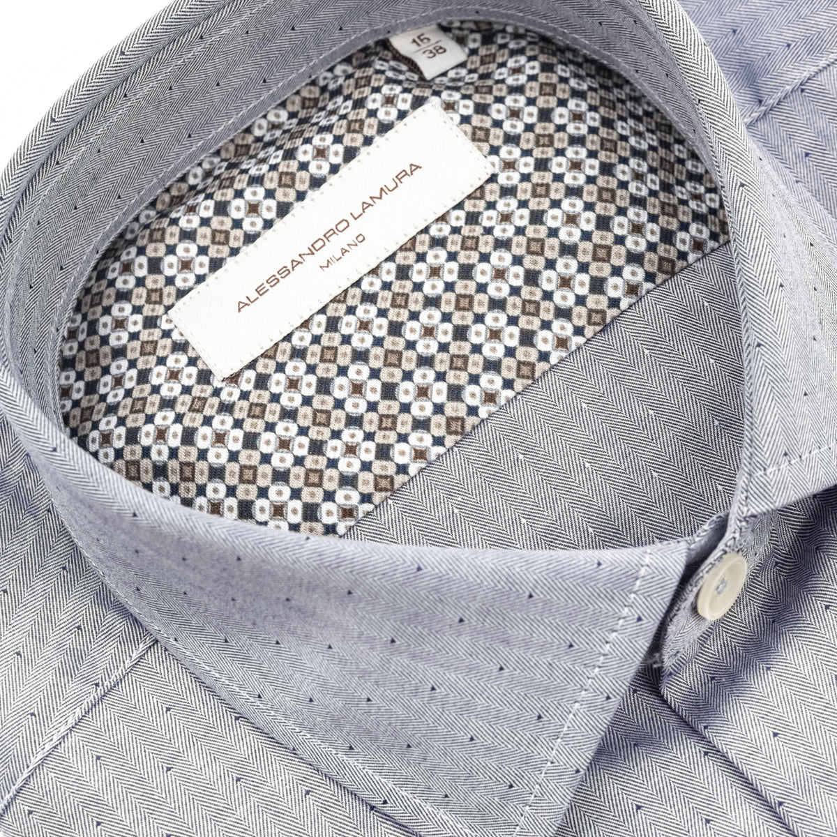 Camicia Azzurra Spinata con Microfantasia