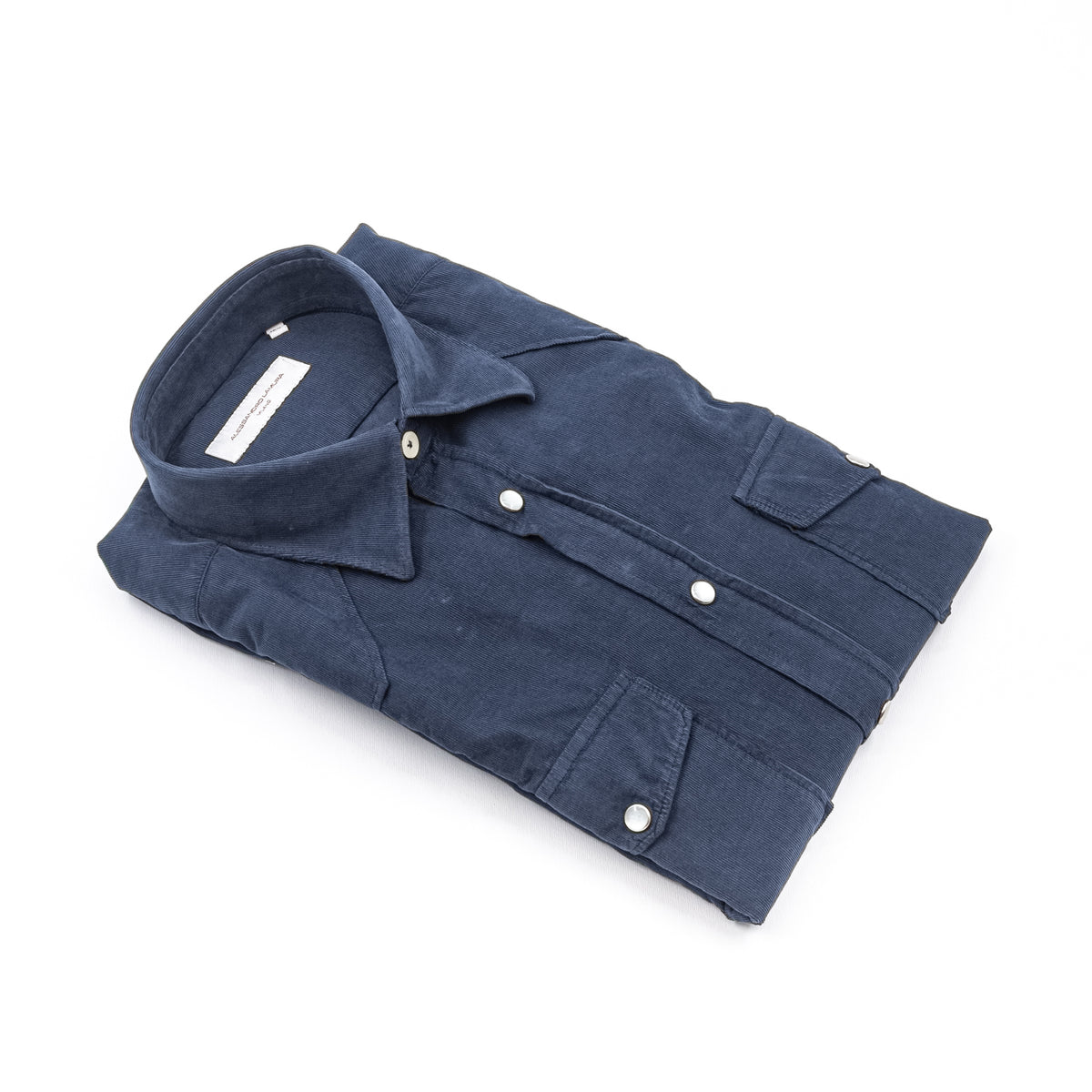 Camicia in Velluto a Costine Blu Navy con Tasche